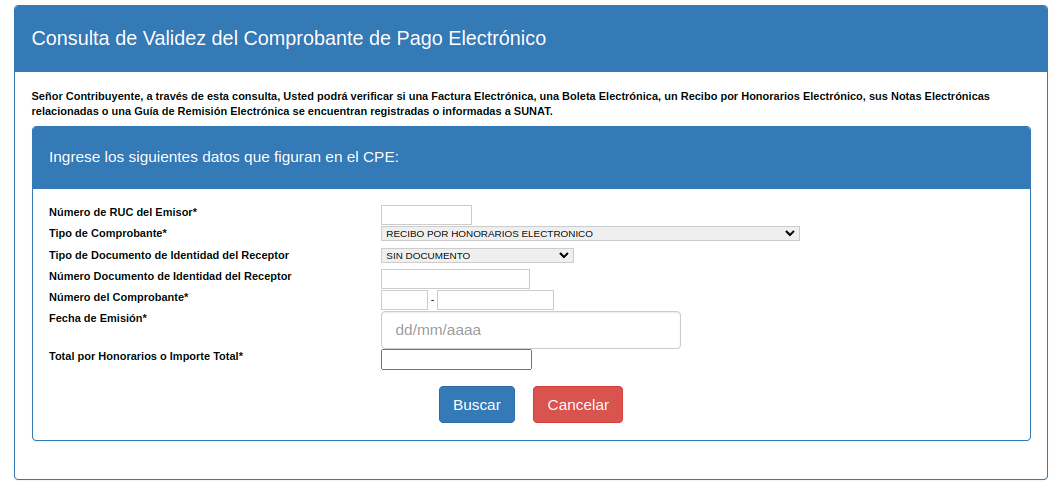 Validez de comprobante