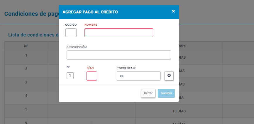 Condiciones de pago