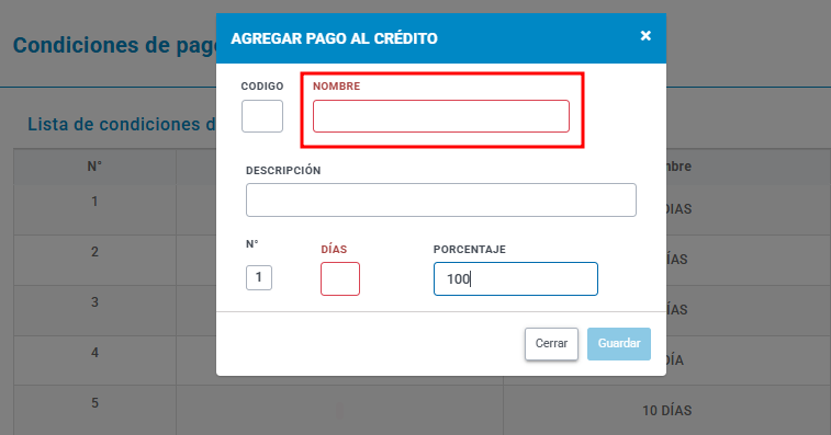 Condiciones de pago