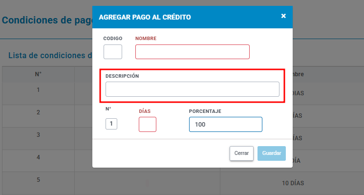 Condiciones de pago