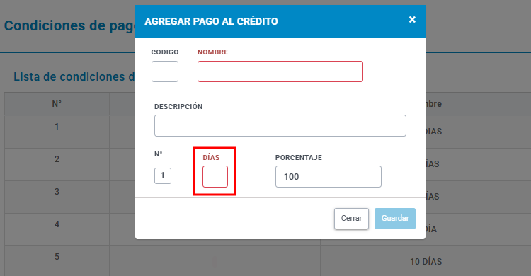 Condiciones de pago