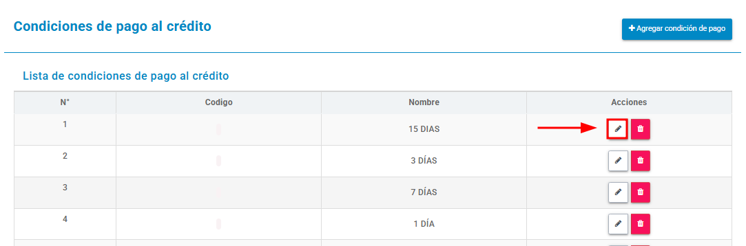 Condiciones de pago