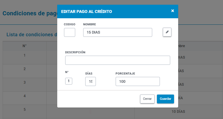 Condiciones de pago