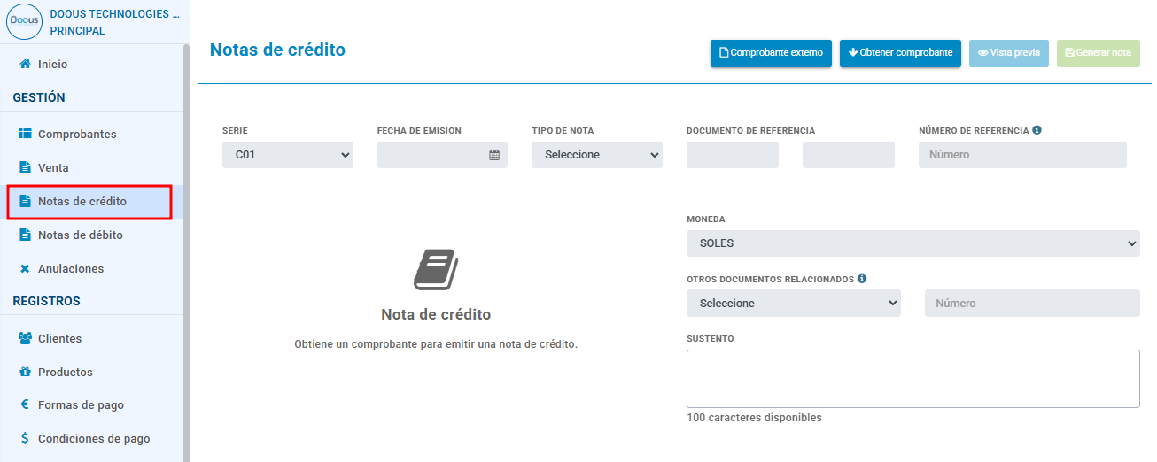 Nota de credito