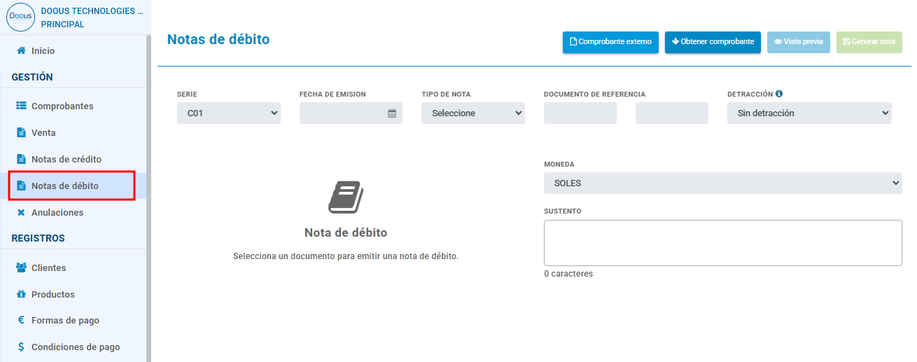 Nota de debito
