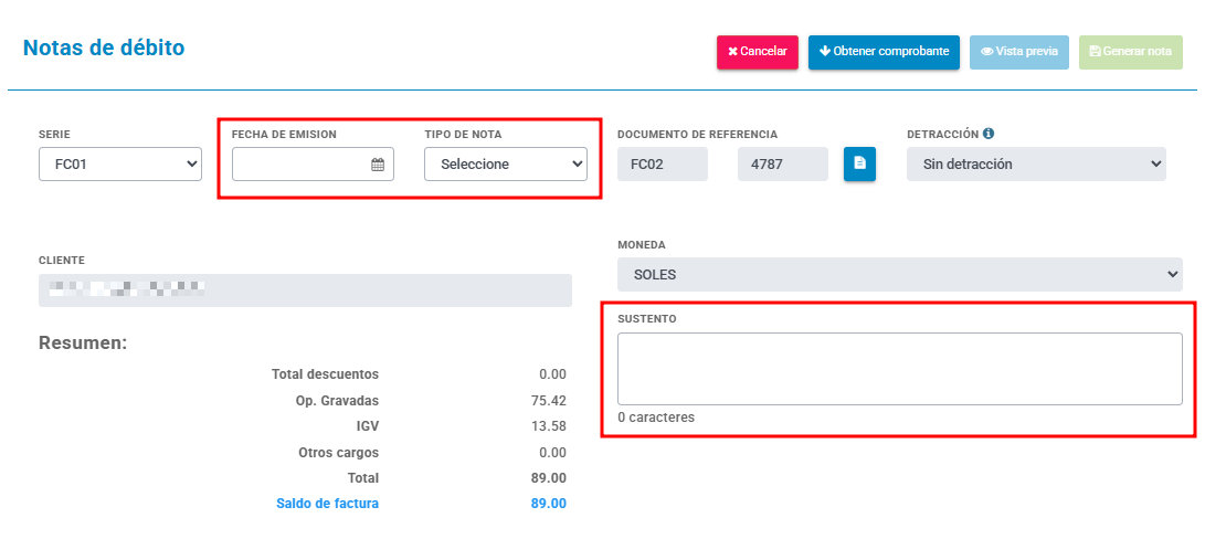 Nota de debito